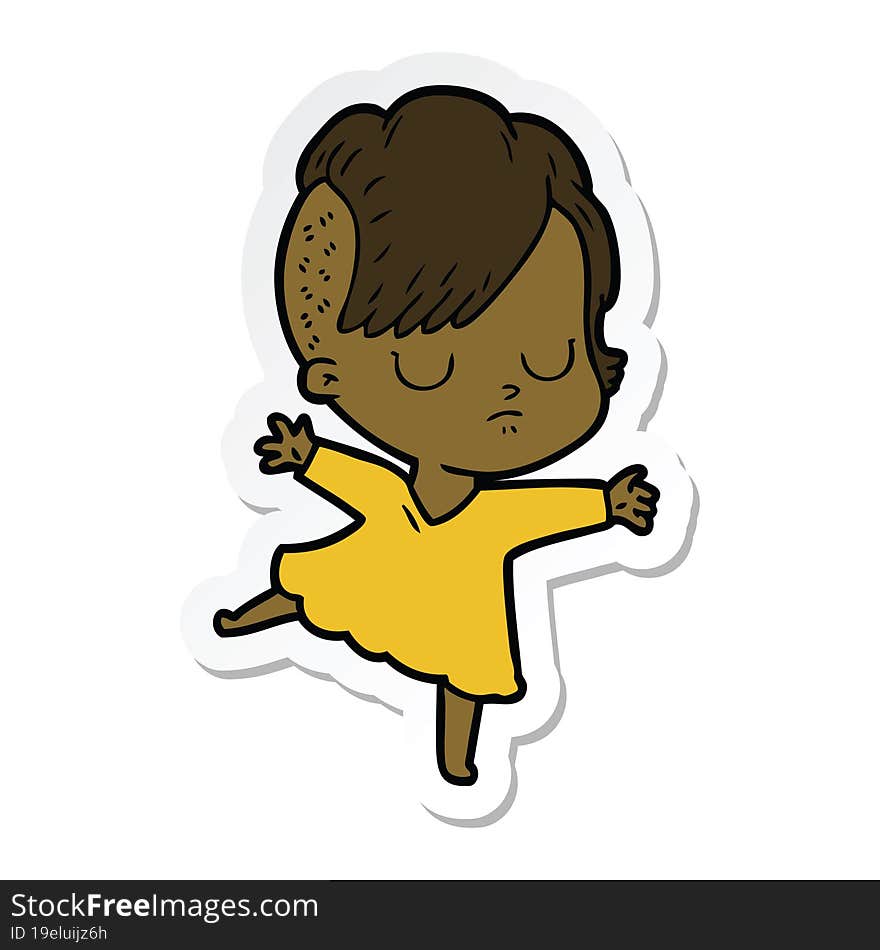 sticker of a cartoon woman