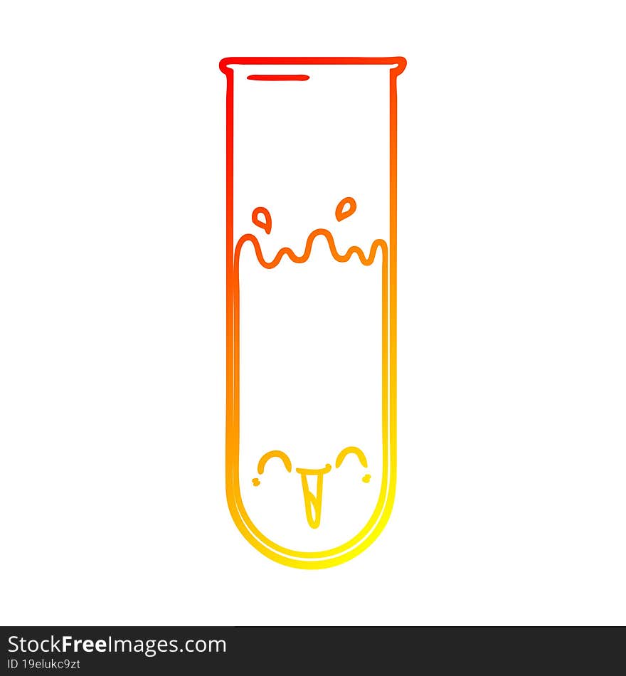 warm gradient line drawing cartoon happy test tube