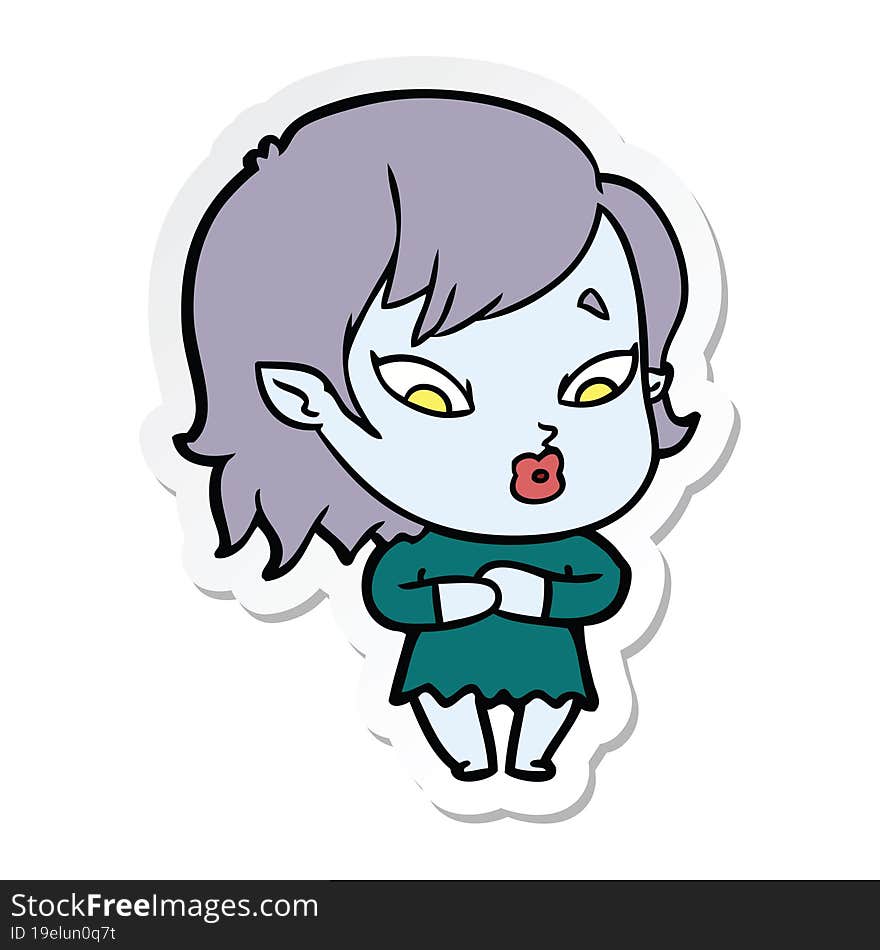 sticker of a cute cartoon vampire girl