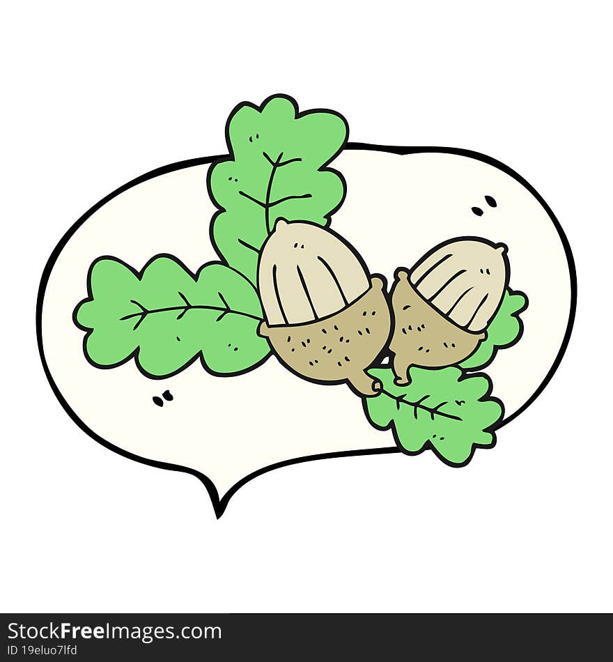 speech bubble cartoon acorns and leaves