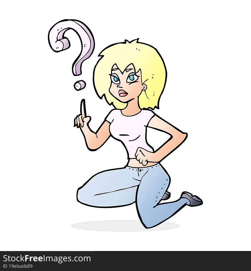 cartoon woman asking question