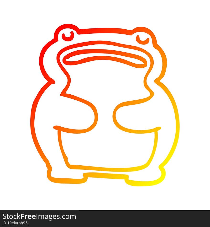 warm gradient line drawing of a cartoon frog