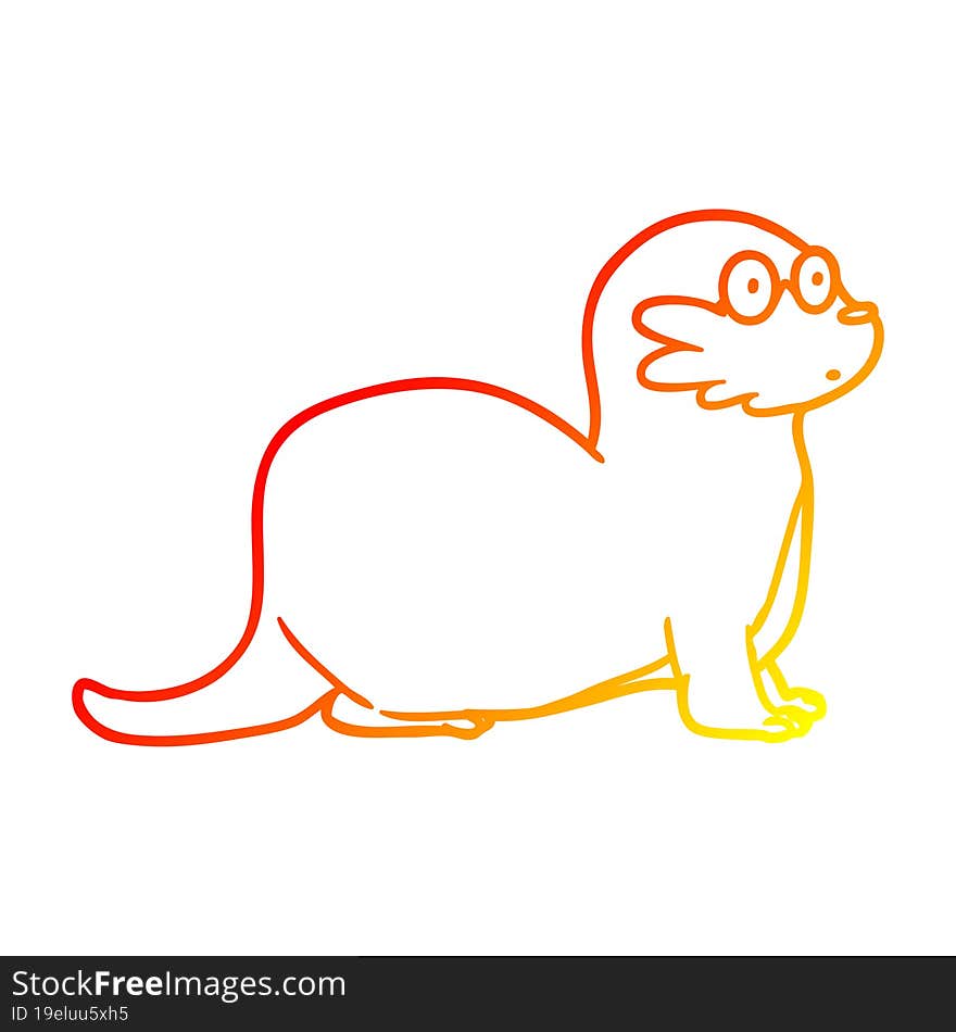 warm gradient line drawing cartoon otter