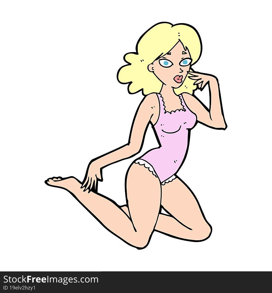 cartoon woman in lingerie