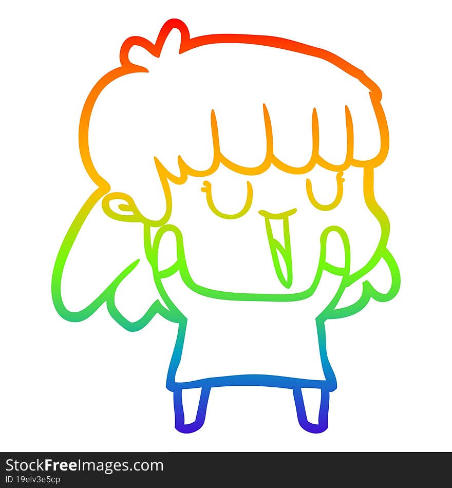 rainbow gradient line drawing of a cartoon woman