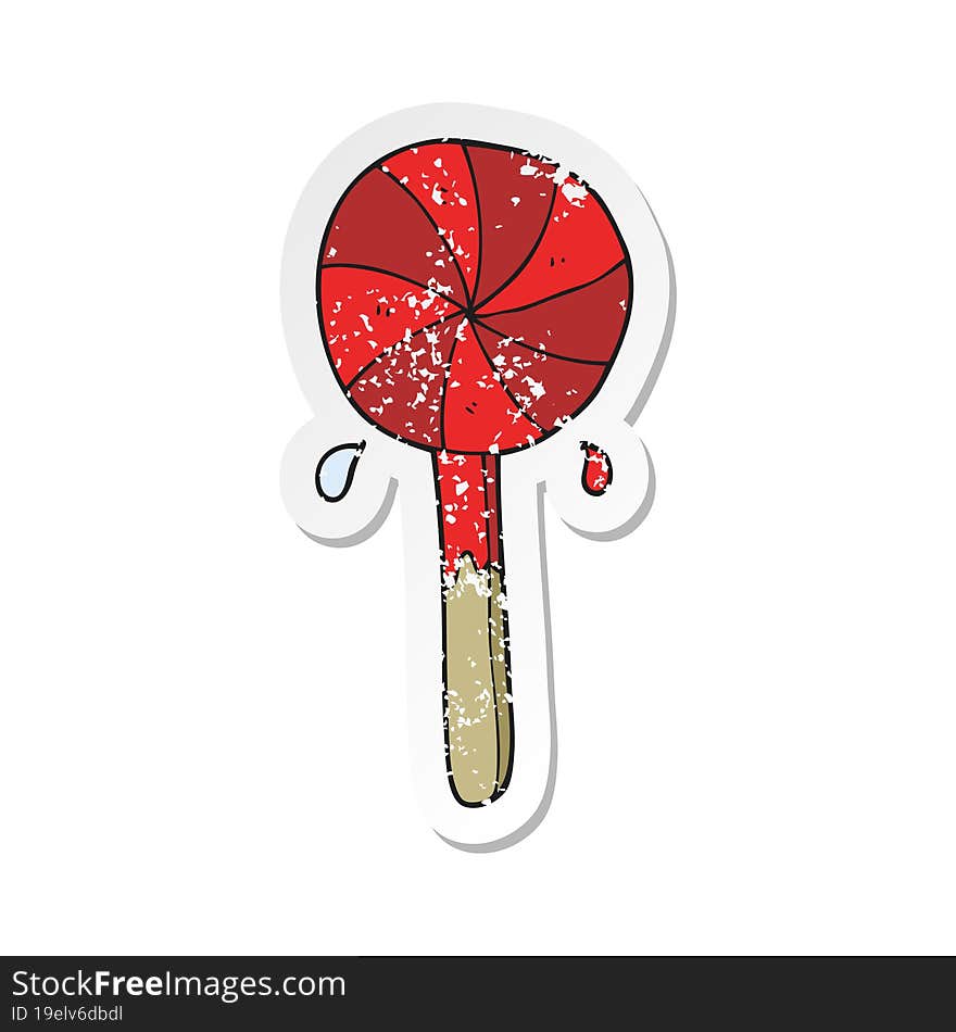 retro distressed sticker of a cartoon lollipop