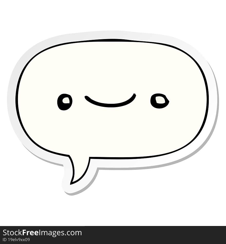 happy cartoon face with speech bubble sticker