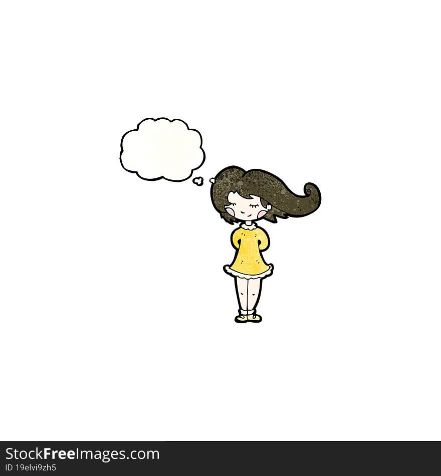 cartoon pretty girl with thought bubble