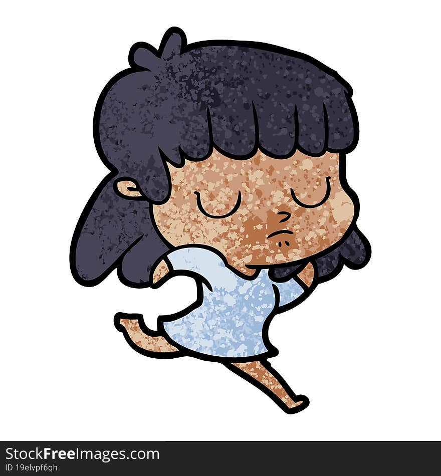 cartoon indifferent woman running. cartoon indifferent woman running