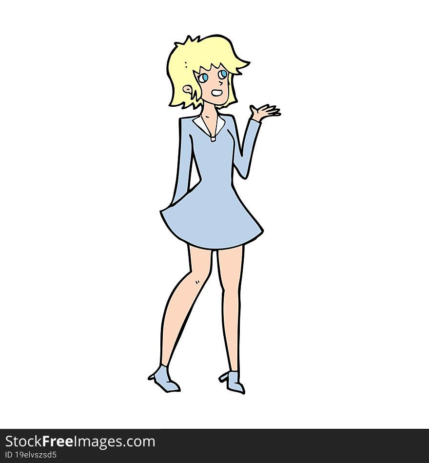 cartoon pretty woman in dress