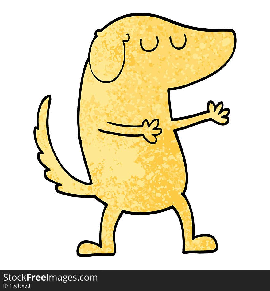 grunge textured illustration cartoon happy dog