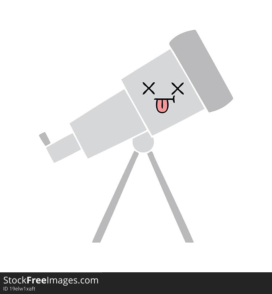 flat color retro cartoon telescope