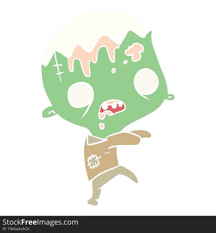 Cute Flat Color Style Cartoon Zombie