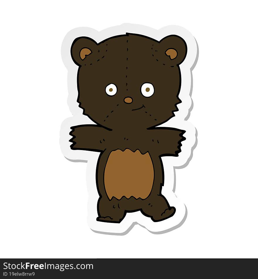 sticker of a cute cartoon black bear