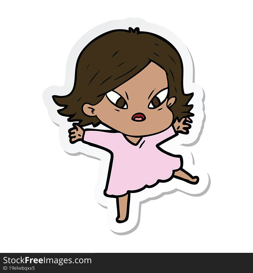 sticker of a cartoon stressed woman