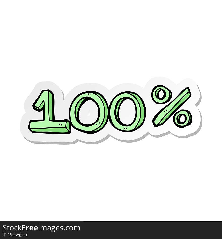 sticker of a cartoon 100 sign