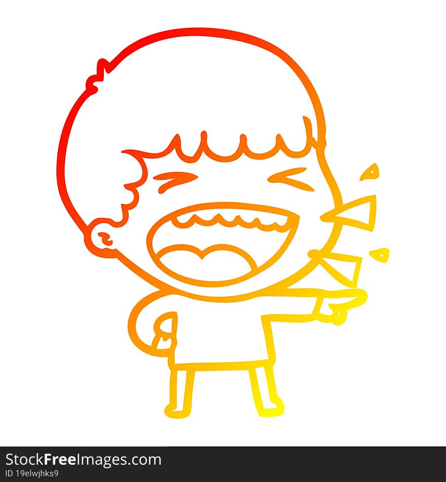 warm gradient line drawing of a cartoon laughing man