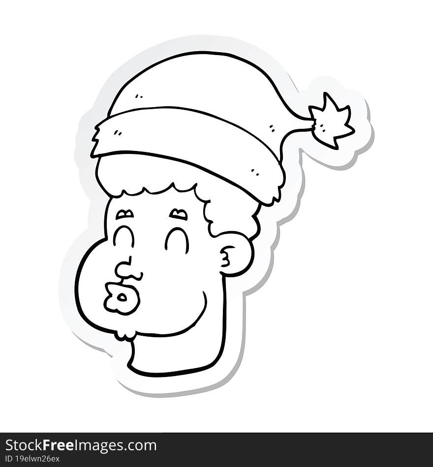 sticker of a cartoon man wearing christmas hat