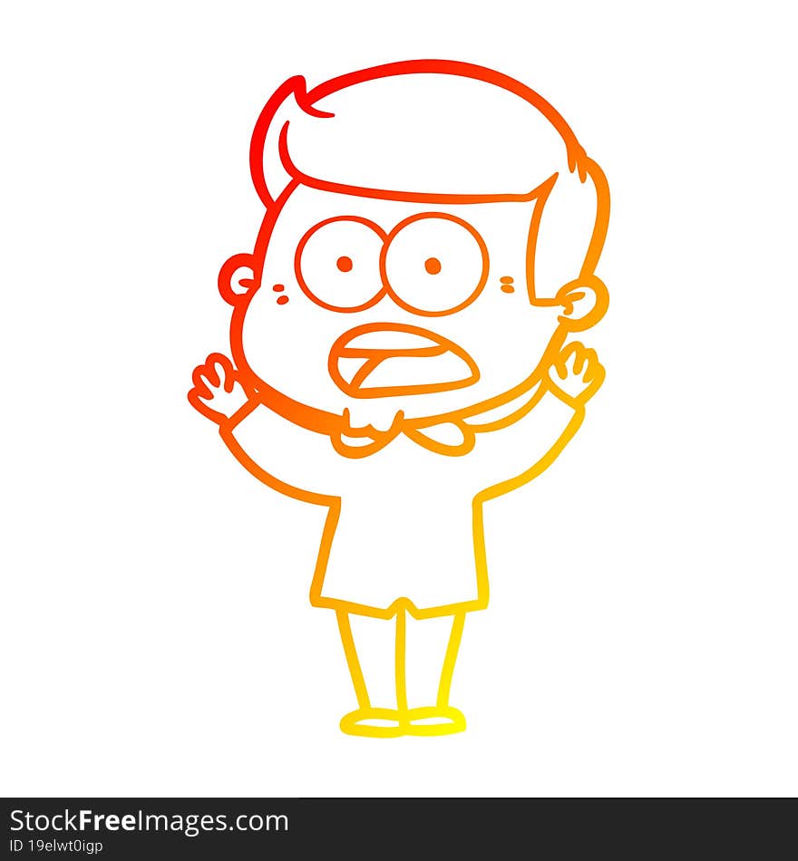 warm gradient line drawing cartoon shocked man