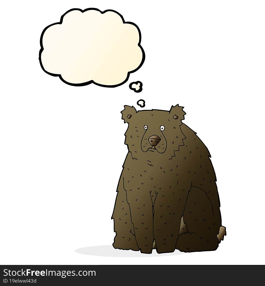 Cartoon Funny Black Bear With Thought Bubble