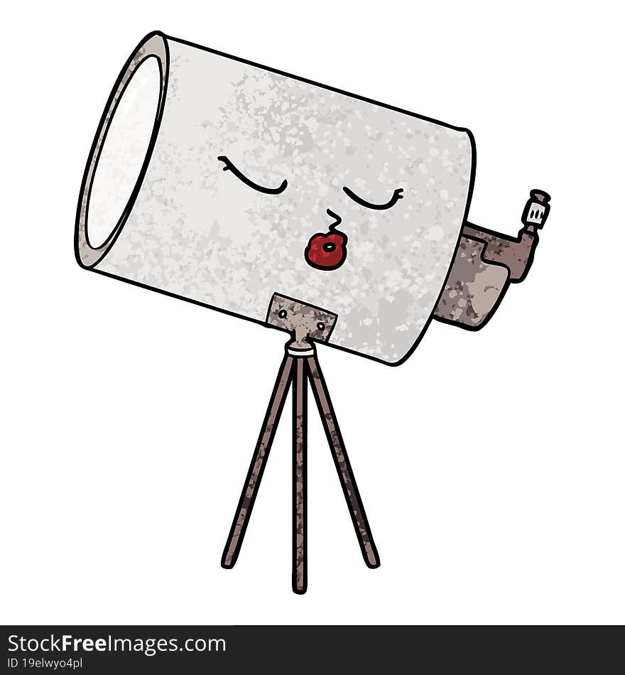 cartoon telescope with face. cartoon telescope with face