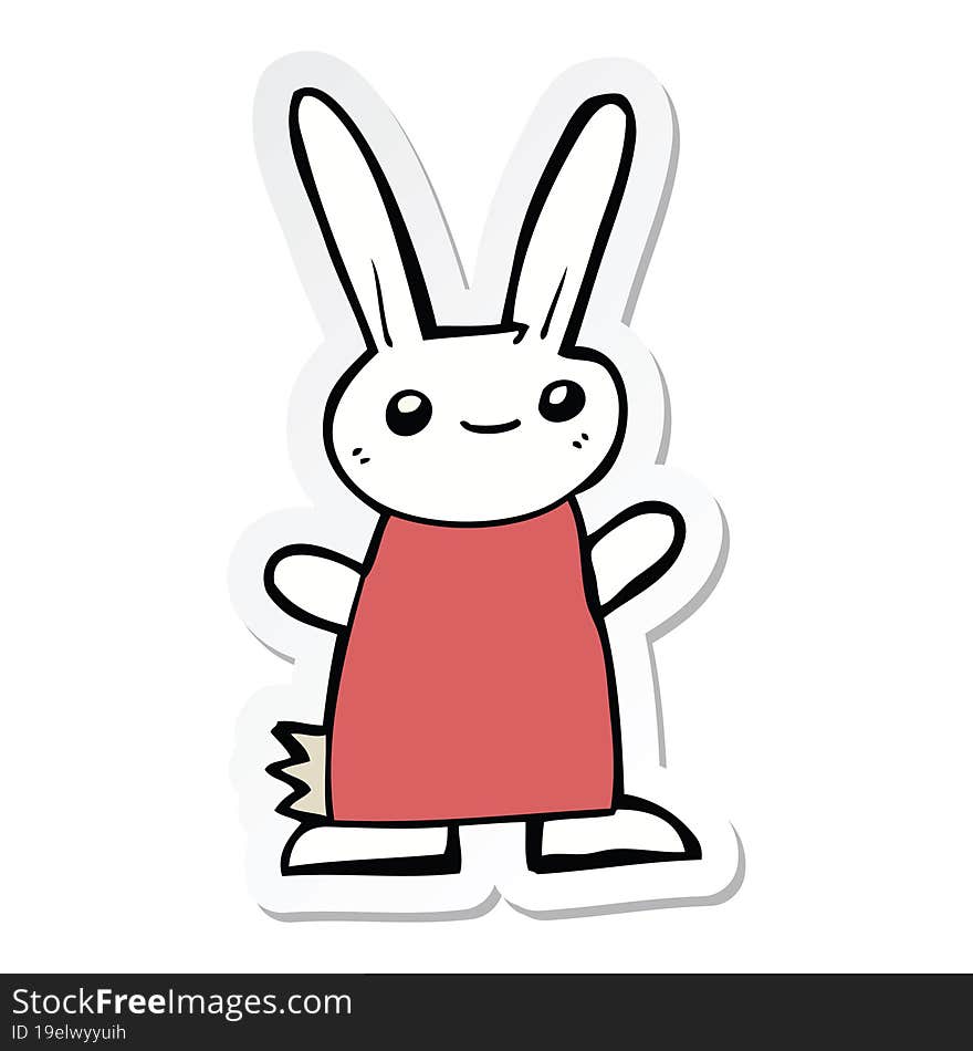 sticker of a cute cartoon rabbit