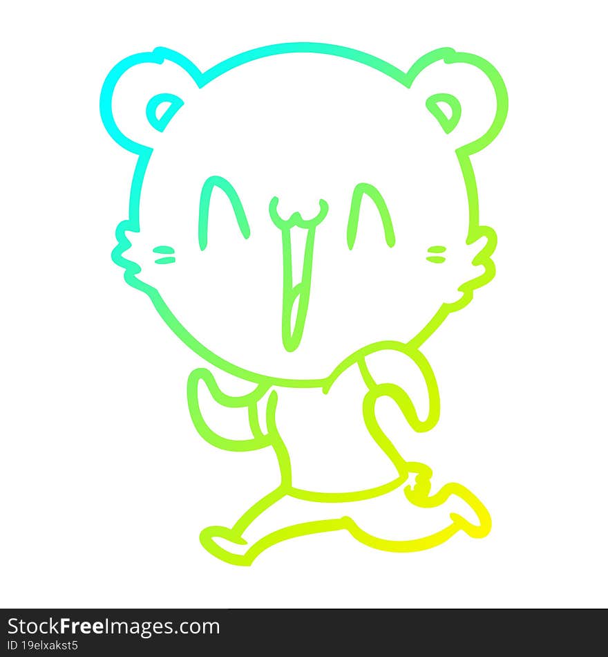 cold gradient line drawing running bear cartoon