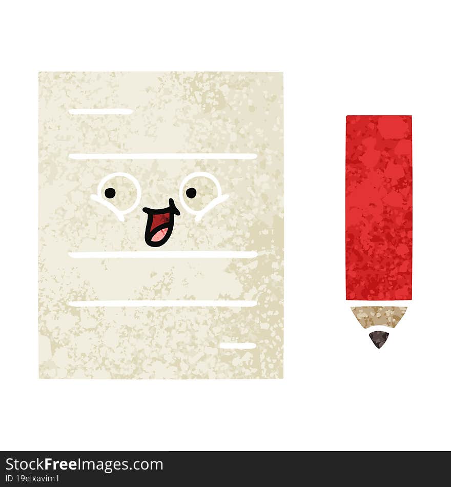 retro illustration style cartoon test paper