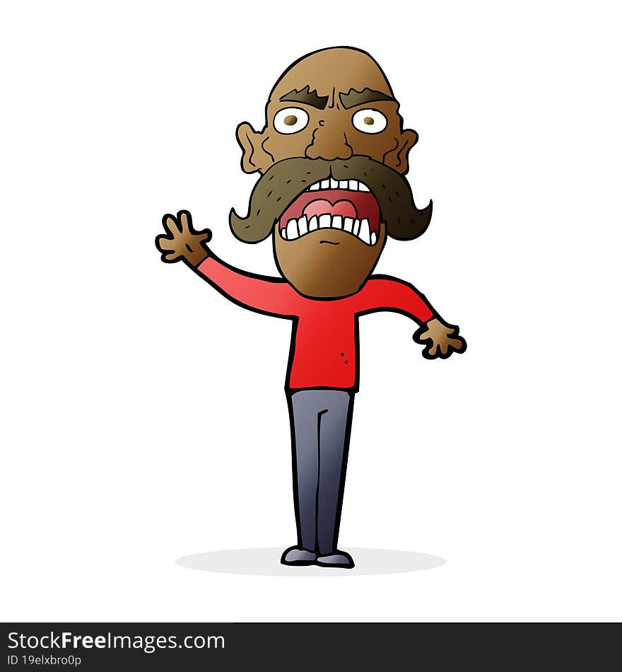 cartoon angry old man