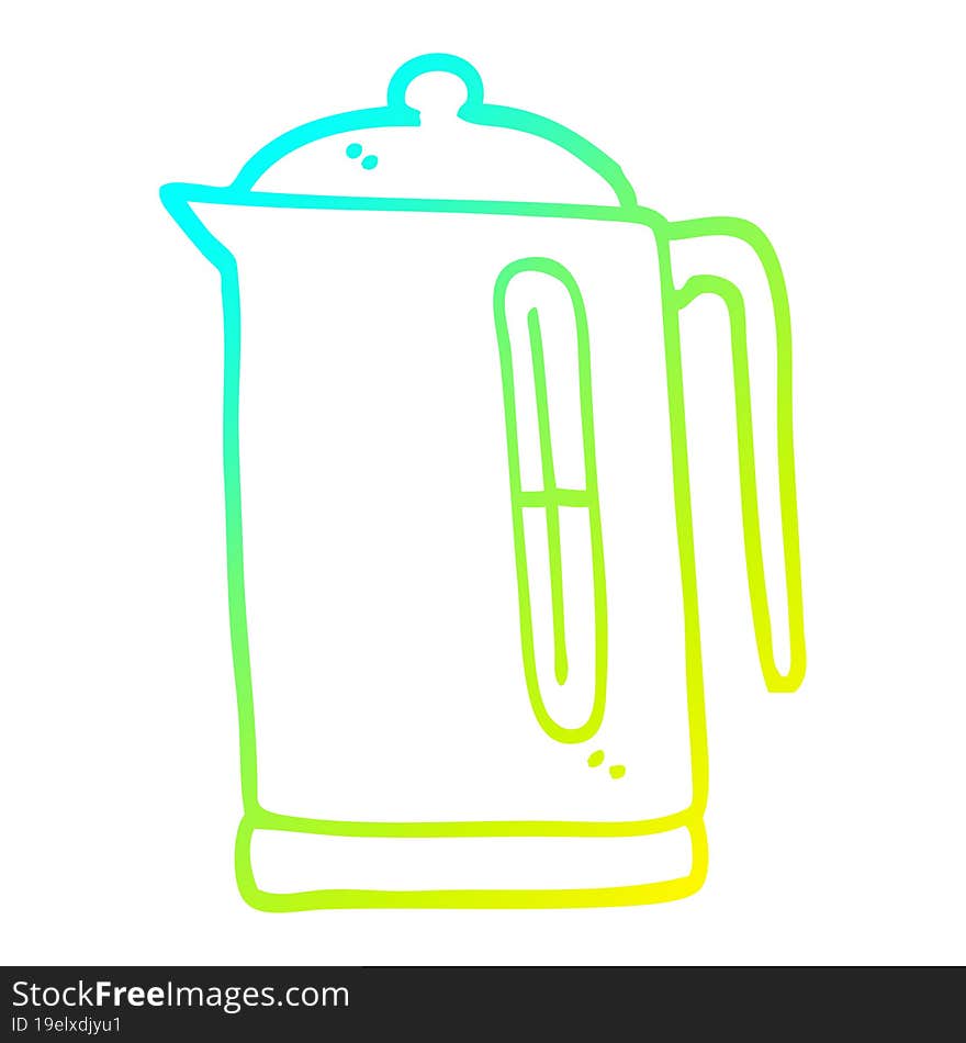 Cold Gradient Line Drawing Cartoon Kettle