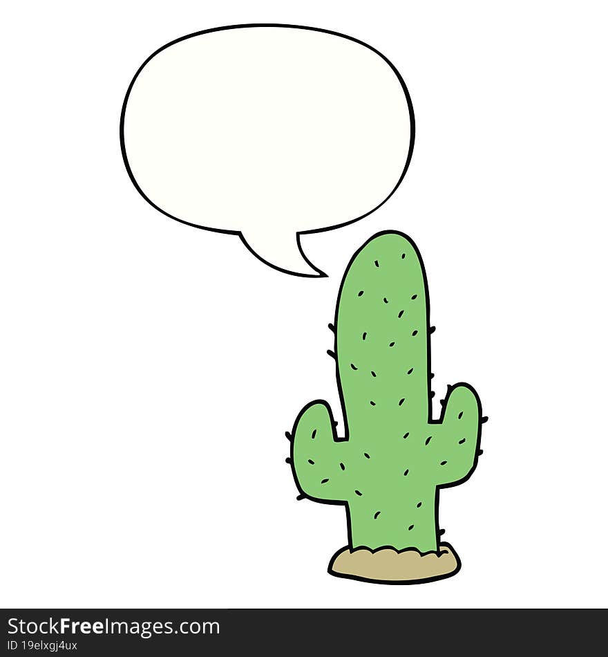 cartoon cactus and speech bubble