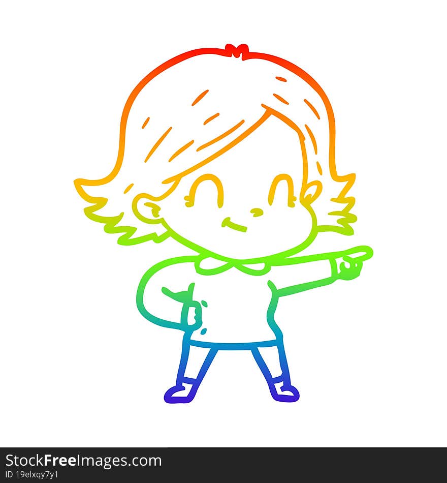 rainbow gradient line drawing cartoon friendly girl