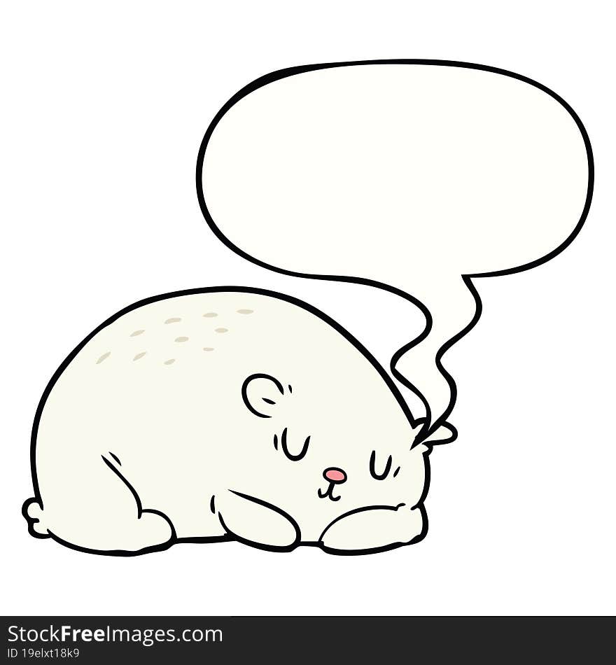 cartoon sleepy polar bear and speech bubble