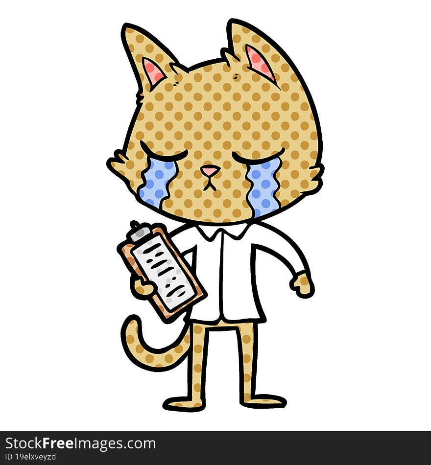 crying cartoon business cat. crying cartoon business cat