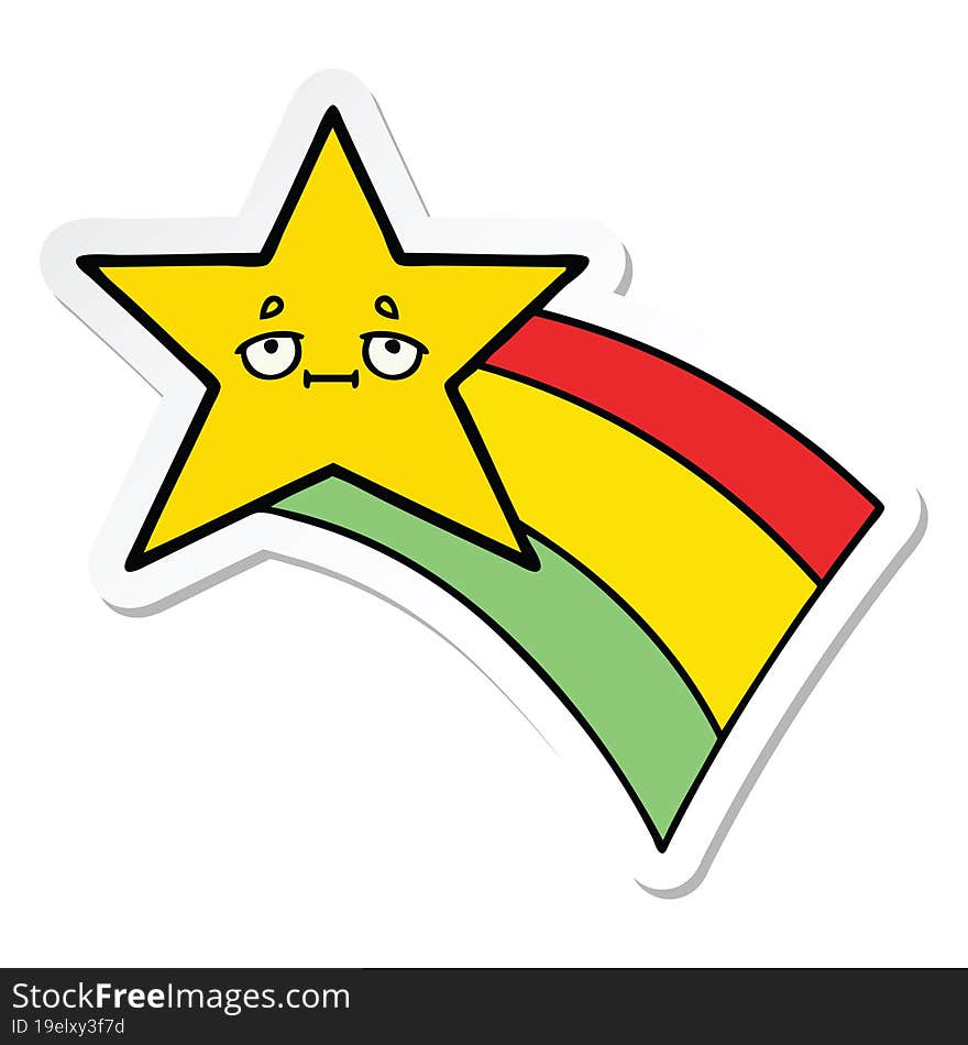 sticker of a cute cartoon shooting rainbow star