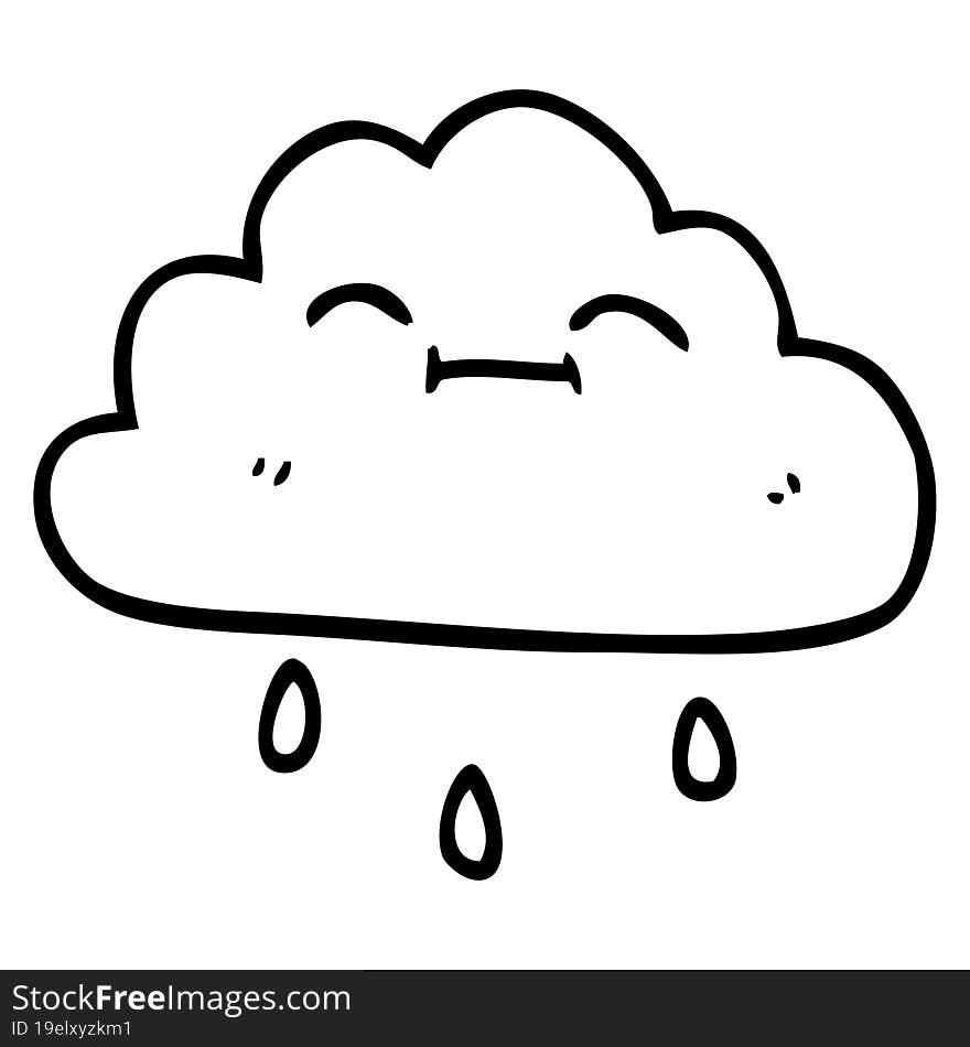 line drawing cartoon happy rain cloud