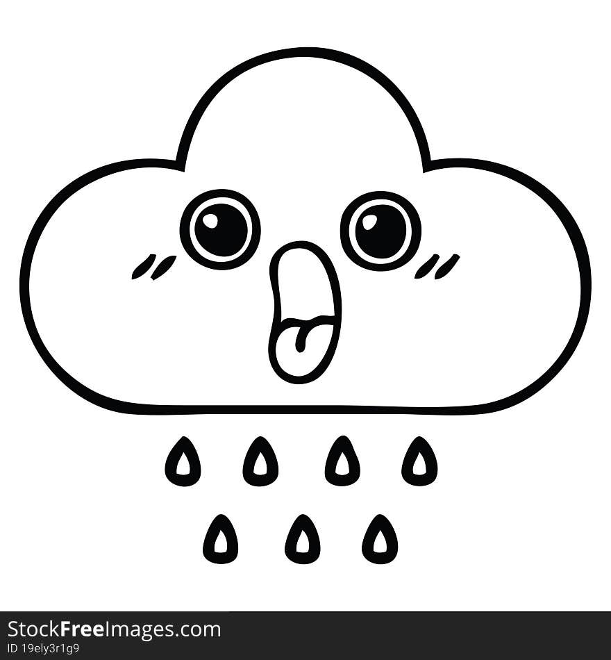 line drawing cartoon rain cloud