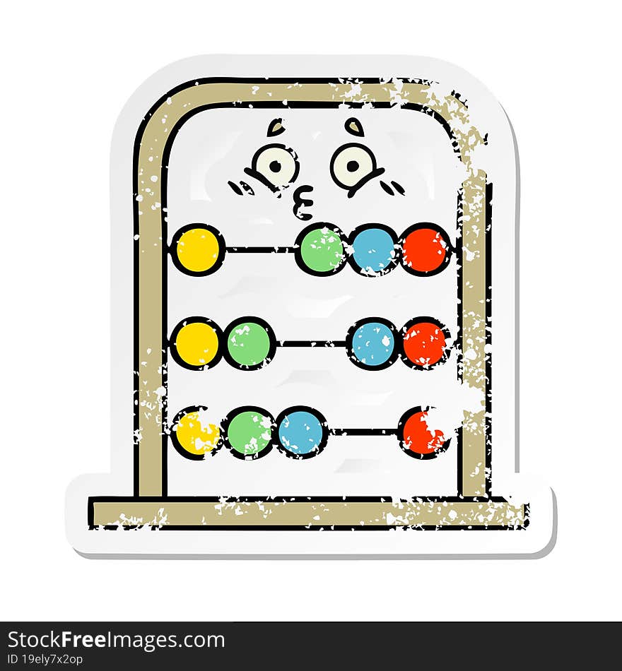 Distressed Sticker Of A Cute Cartoon Abacus