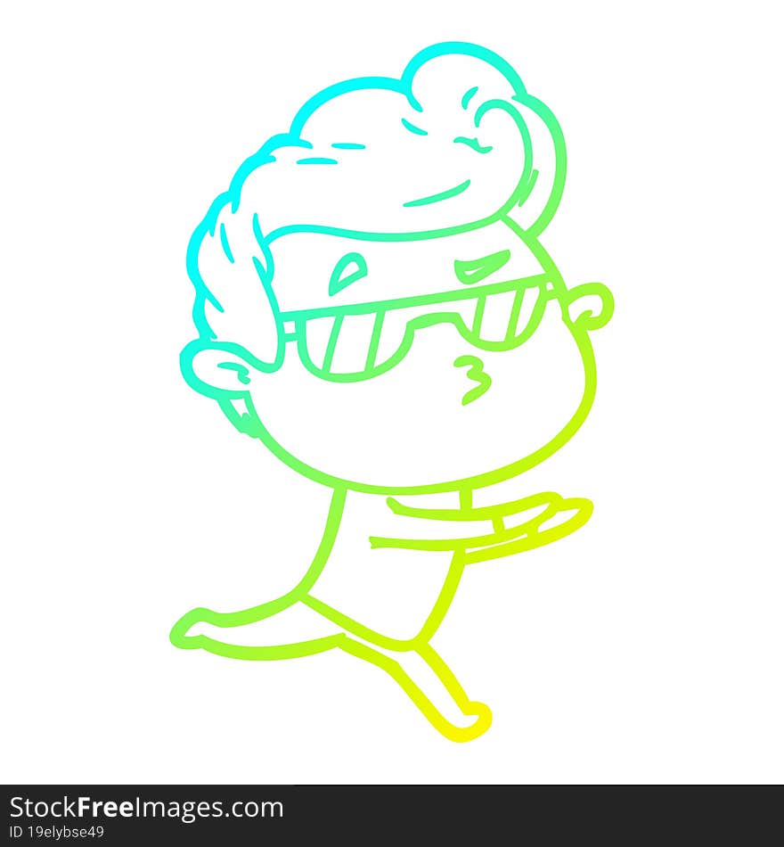 Cold Gradient Line Drawing Cartoon Cool Guy