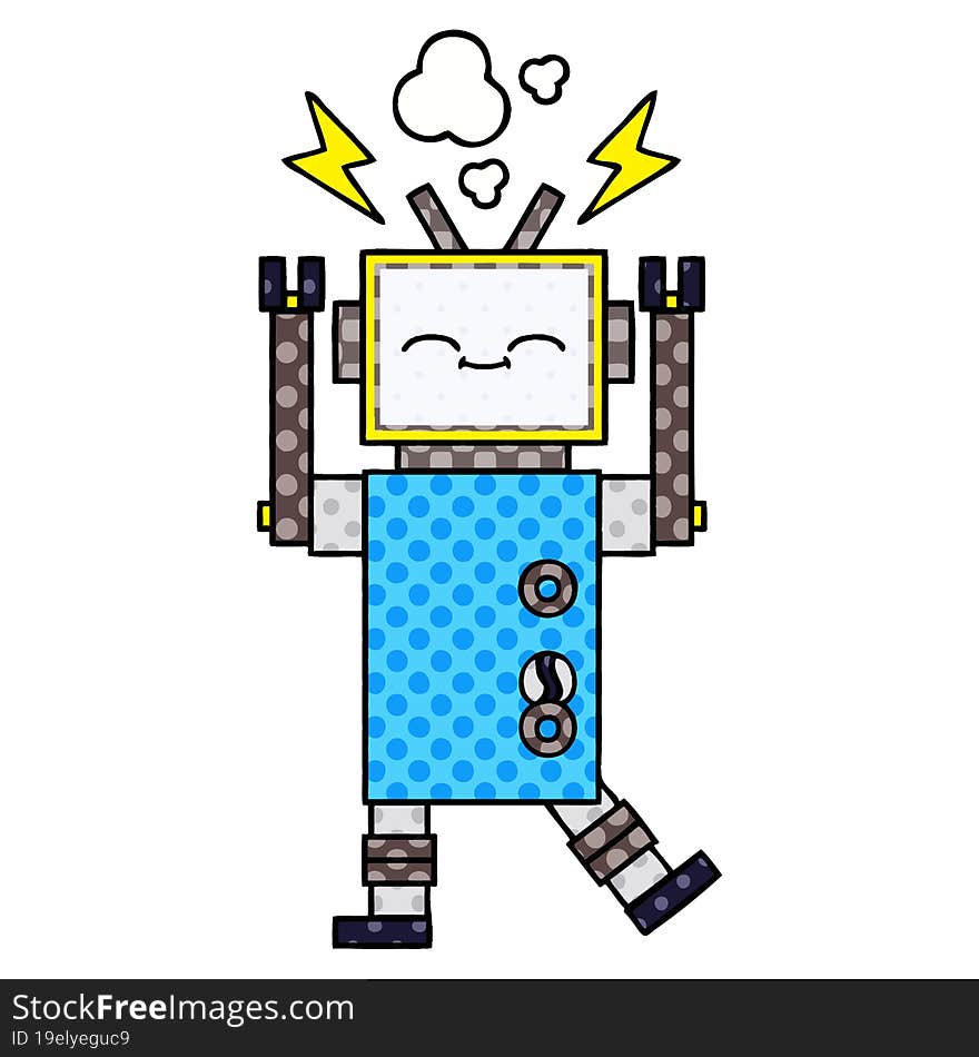 comic book style cartoon of a robot