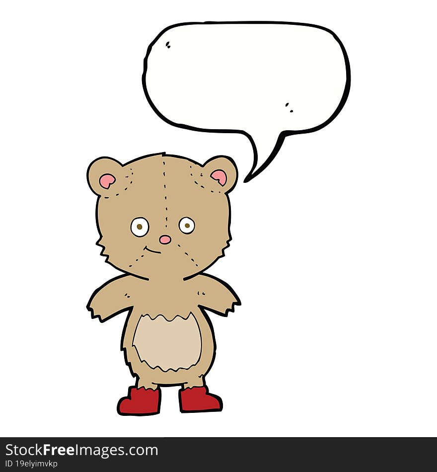 Cartoon Cute Teddy Bear With Speech Bubble