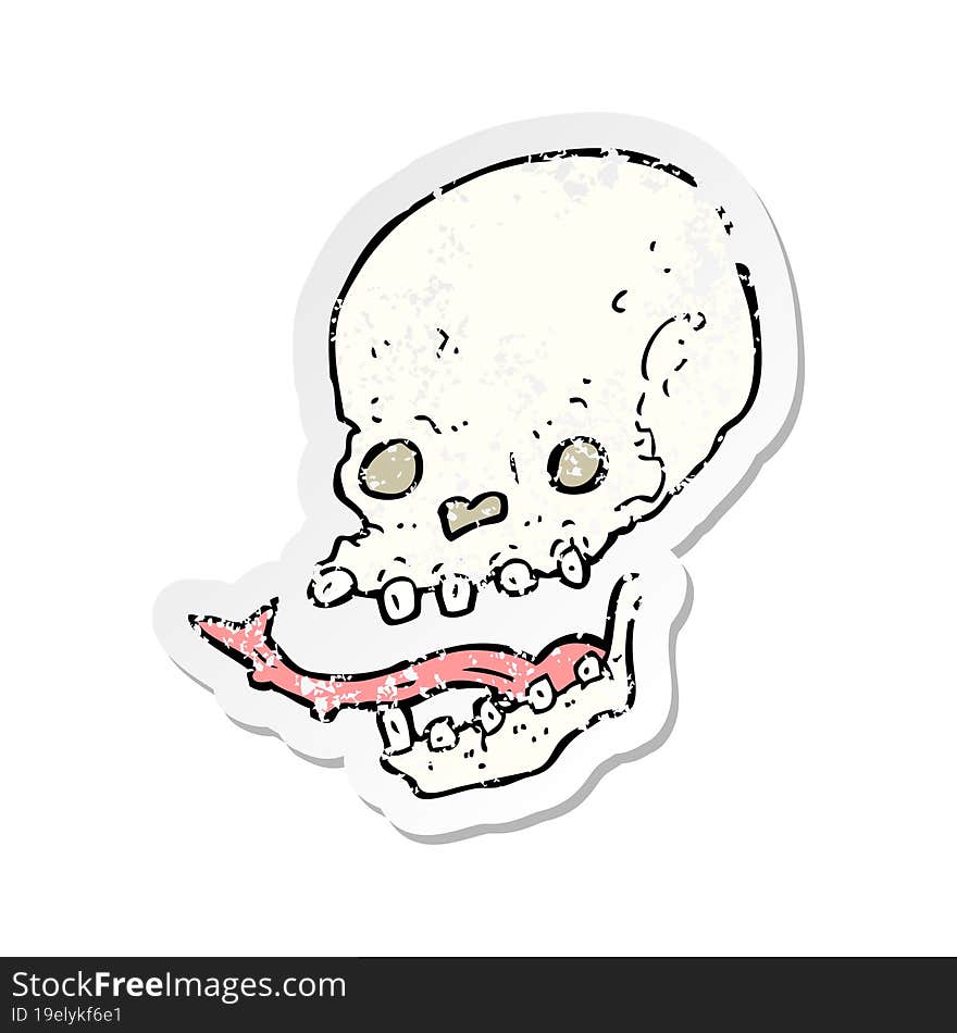 retro distressed sticker of a cartoon spooky skull