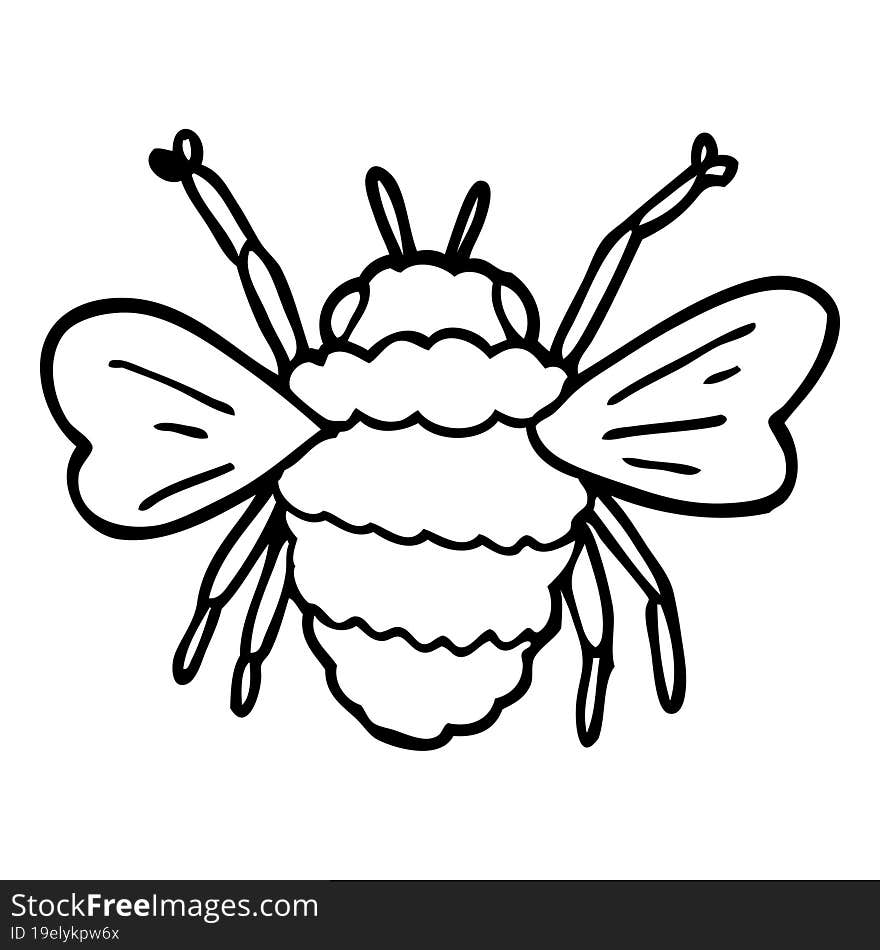 line drawing cartoon bee