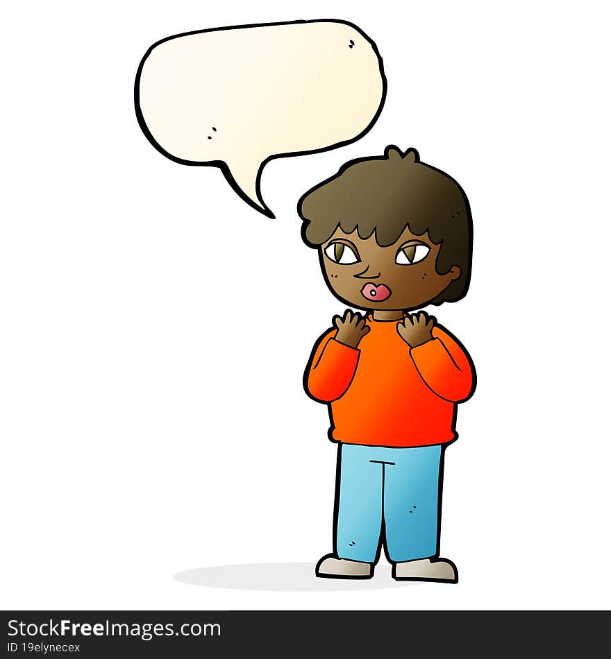 cartoon worried person with speech bubble