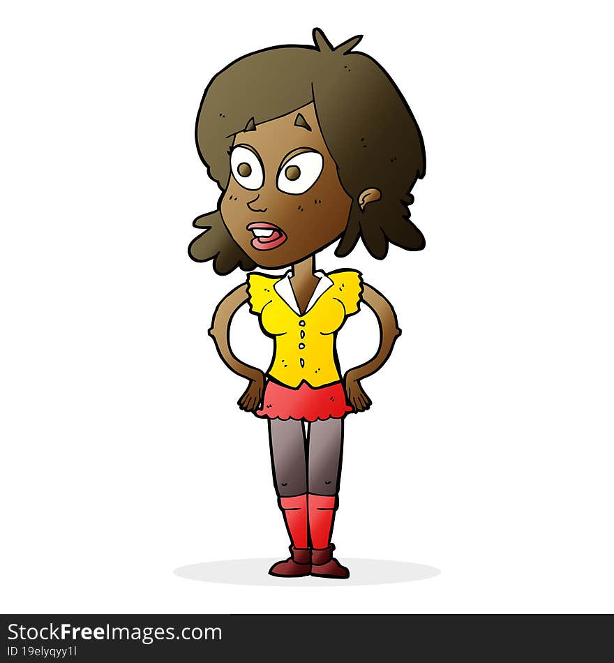 Cartoon Woman With Hands On Hips