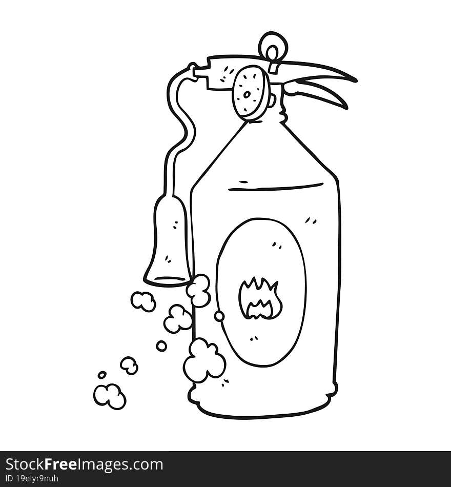 black and white cartoon fire extinguisher