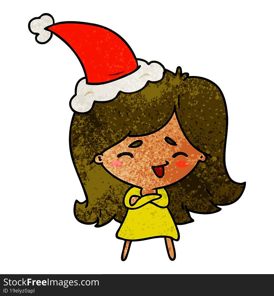 Christmas Textured Cartoon Of Kawaii Girl