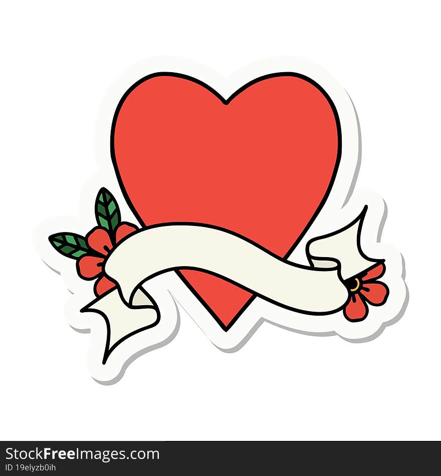 Tattoo Sticker With Banner Of A Heart