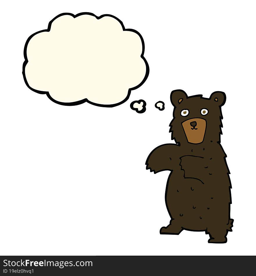 cartoon black bear with thought bubble