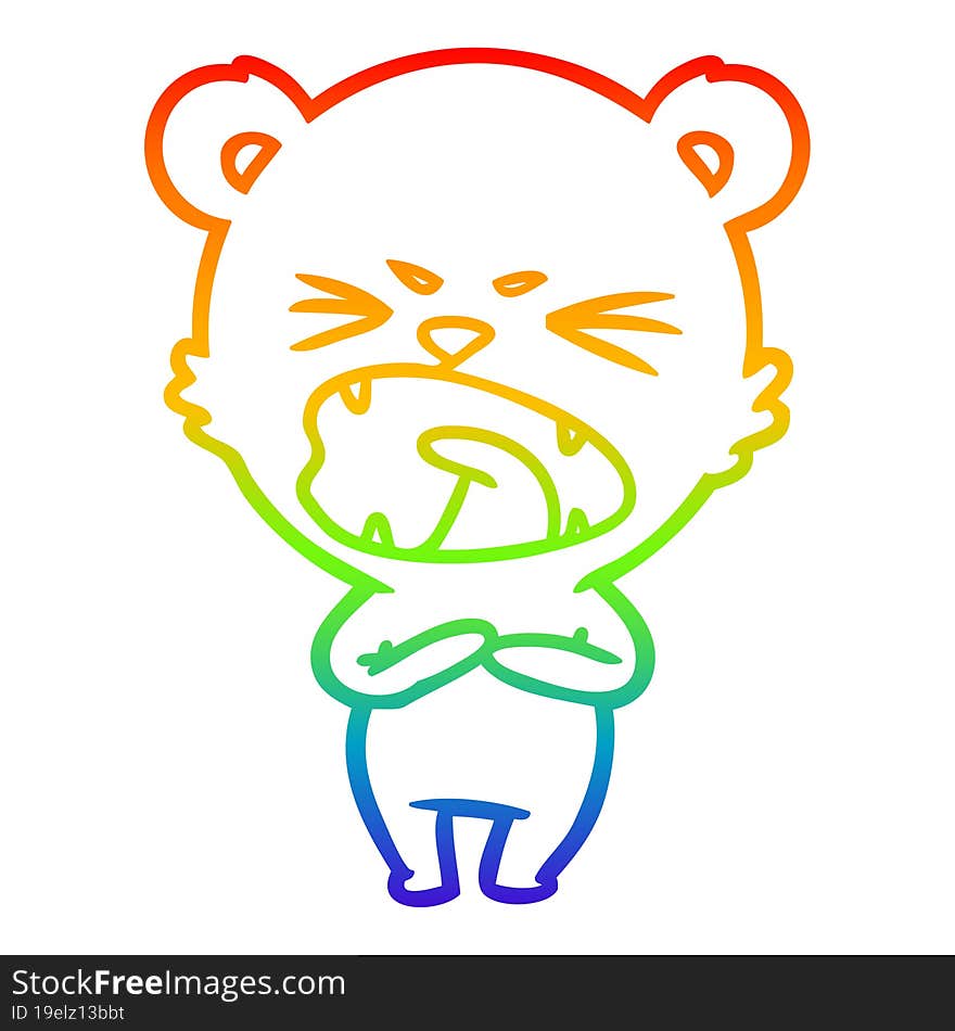 rainbow gradient line drawing angry cartoon polar bear